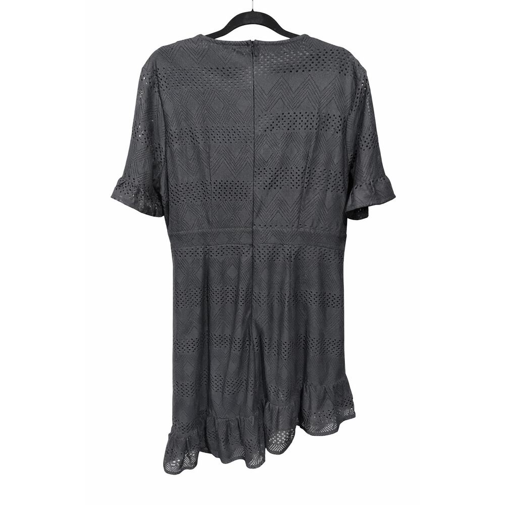 Kate Kasin 2XL NWT Black Eyelet Tie Front Dress Ruffle Hem Goth Vamp Coquette - Picture 2 of 7